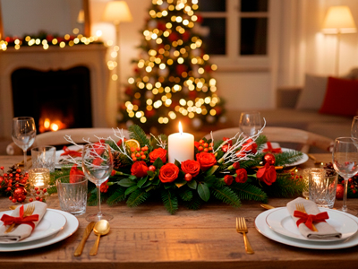 Hướng dẫn từ A-Z: trang trí bàn tiệc giáng sinh đơn giản với hoa lá tại nhà